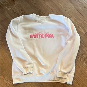 White Fox Boutique Cream and Pink Crew Neck Sweater